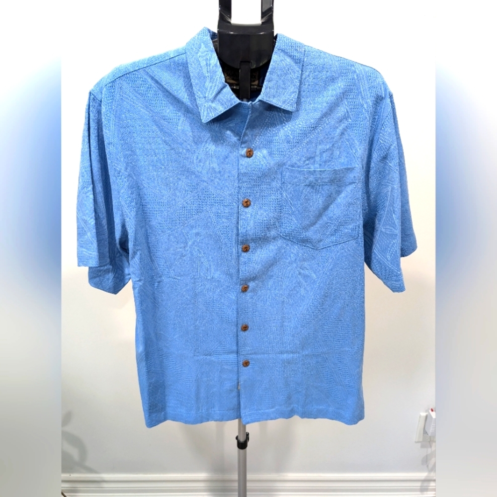 Jamaica Jaxx Authentic Island Style M Blue Short Sleeve Shirt Button Up